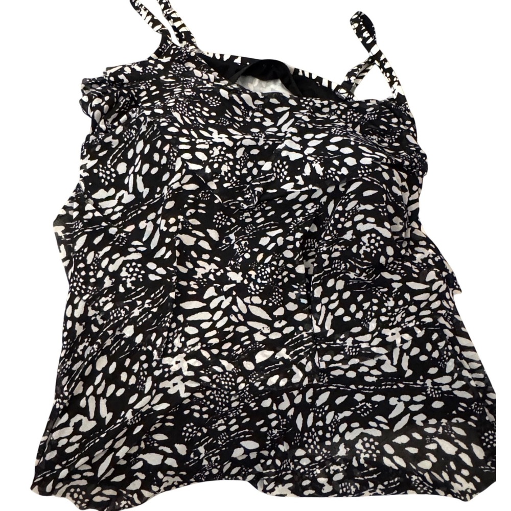 JM Collection Black and White Bikini Top